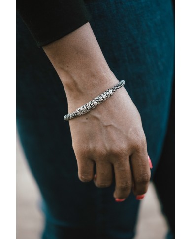 Pulsera trenzada Plata Corazón Bali