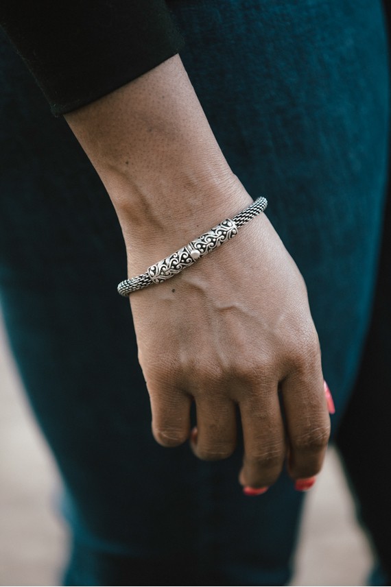 Pulsera trenzada Plata Corazón Bali