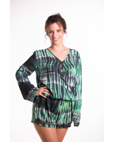 Combishort Imprime Tie Dye Verde Combishort Imprime Tie Dye Verde
