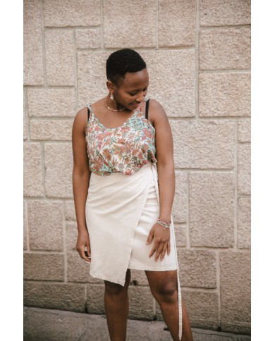 Falda Pareo corta Lisa Yoda Lino y Viscosa