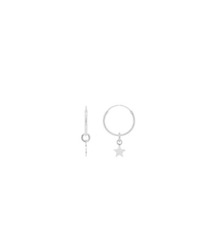 Pendientes aro de plata con estrella colgante, joya artesanal hecha a mano, estilo clásico y boho, Samarkanda. Pendientes aro de plata con estrella colgante, joya artesanal hecha a mano, estilo clásico y boho, Samarkanda.