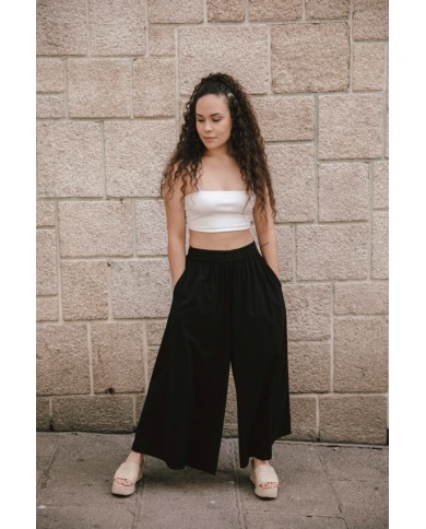 Pantalón Ancho Algodón Palazzo negro