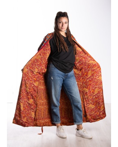 Abrigo Kimono Shruti artesanal en telas sari y bordados