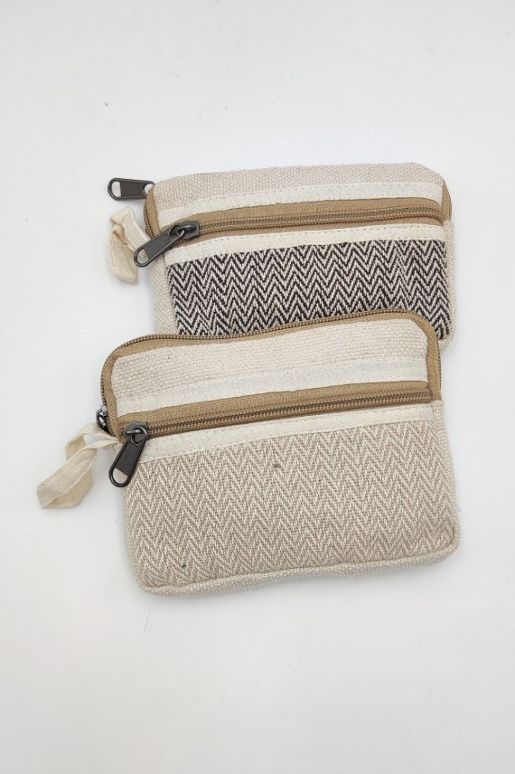 Monedero Algodón Chevrons Doble Cremallera