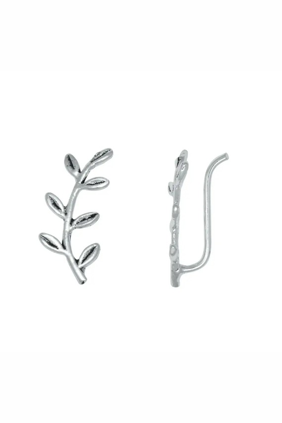Pendiente trepador plata Hojas Pendiente trepador plata Hojas