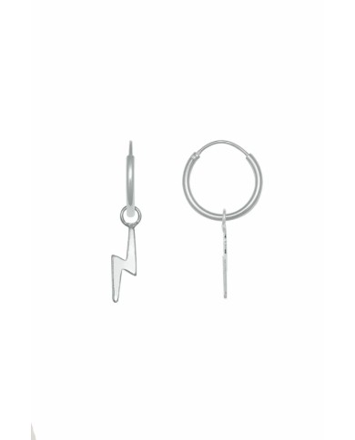 Pendientes aro con rayo colgante en plata de ley, hechos a mano en India, estilo boho moderno, Samarkanda. Pendientes aro con rayo colgante en plata de ley, hechos a mano en India, estilo boho moderno, Samarkanda.