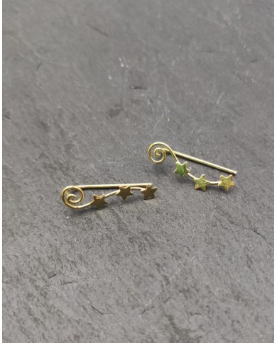 Pendientes trepador plata estrella y espiral