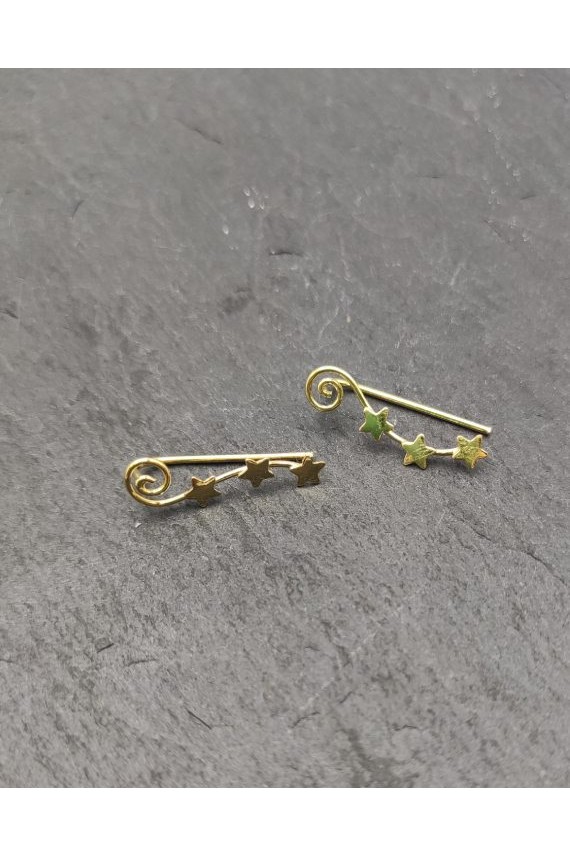 Pendientes trepador plata estrella y espiral Pendientes trepador plata estrella y espiral