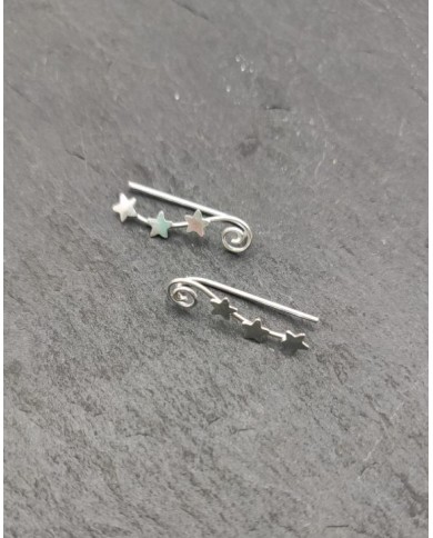 Pendientes trepador plata estrella y espiral