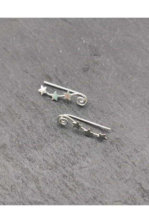 Pendientes trepador plata estrella y espiral Pendientes trepador plata estrella y espiral