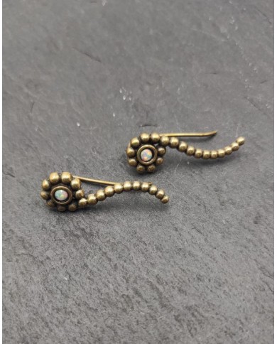 Pendiente Trepador Oruga Floral Bronce