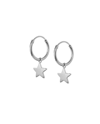 Pendientes aro de plata con estrella colgante, joya artesanal hecha a mano, estilo clásico y boho, Samarkanda.