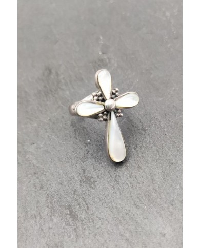 Anillo Plata Frome Cruz Nácar