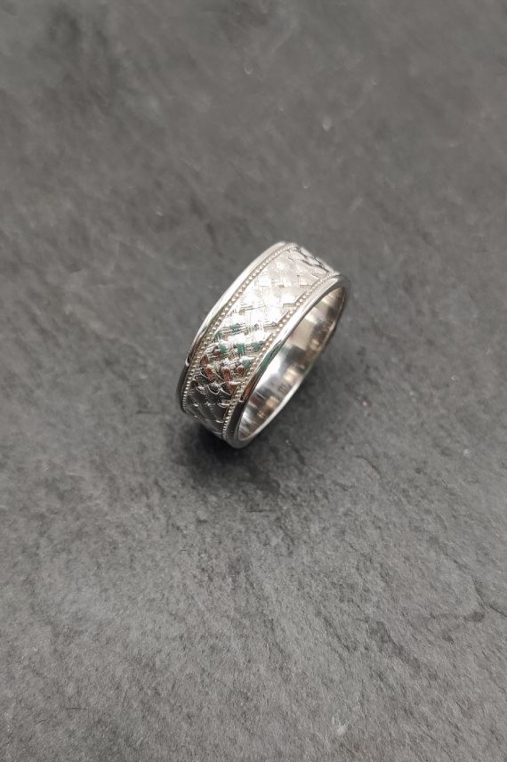 Anillo plata sólida banda ancha
