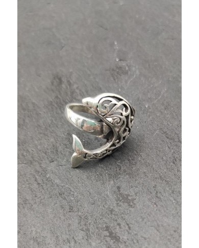 Anillo plata Delfín mandala
