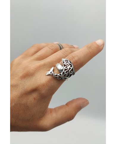 Anillo plata Delfín mandala