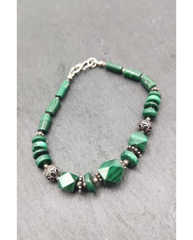 Pulsera plata piedra malaquita