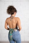 Top Halter Seda Sari aguamarina Top Halter Seda Sari aguamarina