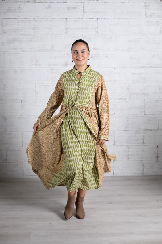 Vestido Camisero Oversize Botones Kaki