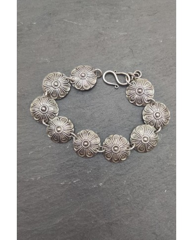 Pulsera plata Floreada rosetas Pulsera plata Floreada rosetas