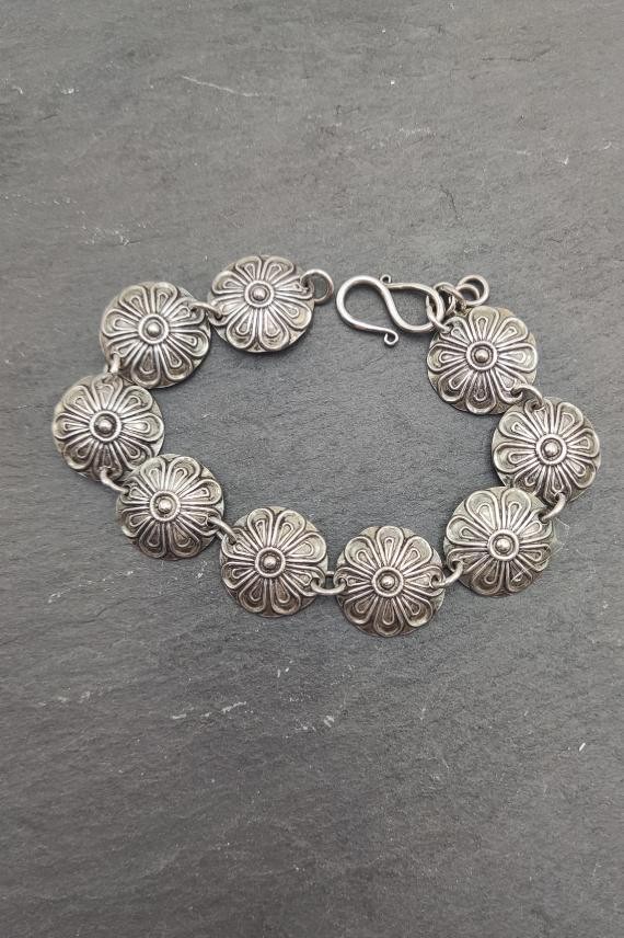 Pulsera plata Floreada rosetas