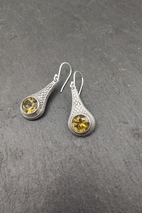 Pendientes plata Citrino Llergo