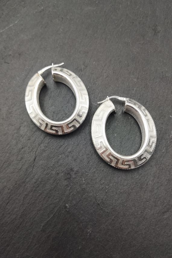 Aros Plata Greca Ovalados Serrata Aros Plata Greca Ovalados Serrata