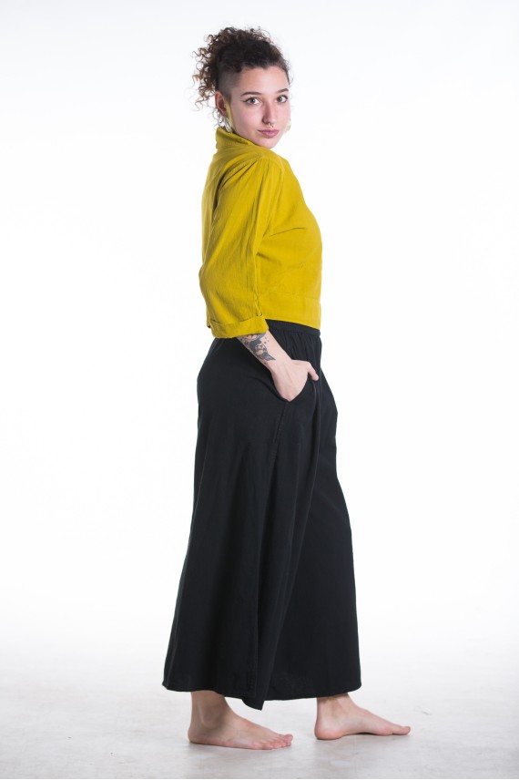 Pantalón Ancho Algodón Palazzo negro
