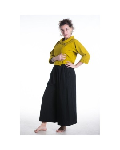 Pantalón Ancho Algodón Palazzo negro