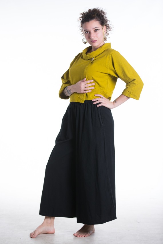 Pantalón Ancho Algodón Palazzo negro
