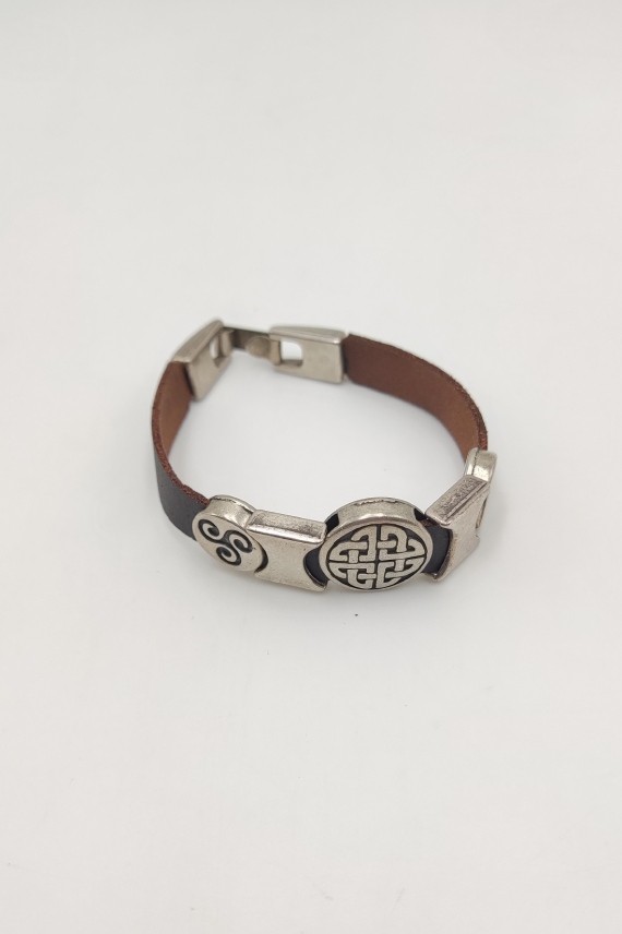 Pulsera cuero Triskel y nudo celta
