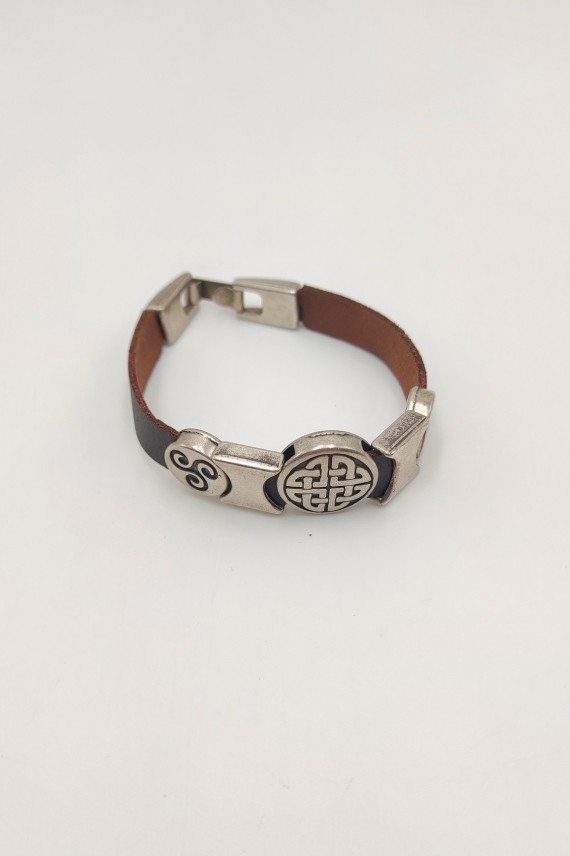 Pulsera cuero Triskel y nudo celta