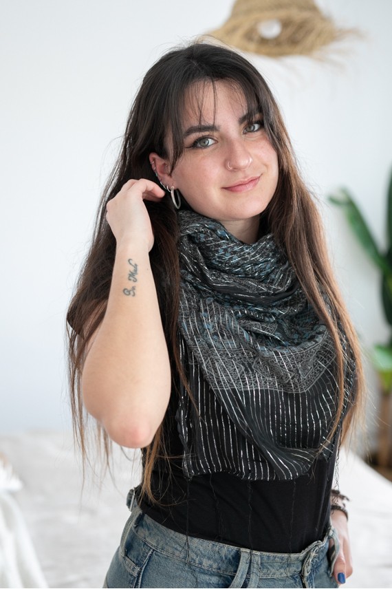 Pañuelo foulard Algodón Inpu Hilo Plata Pañuelo foulard Algodón Inpu Hilo Plata