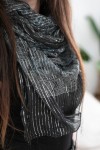 Pañuelo Largo Rectangular Algodón Flecos Hilos de Plata