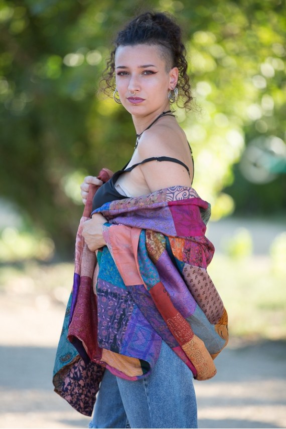 Pañuelo de seda de mujer, pañuelo India estampado colores, fular