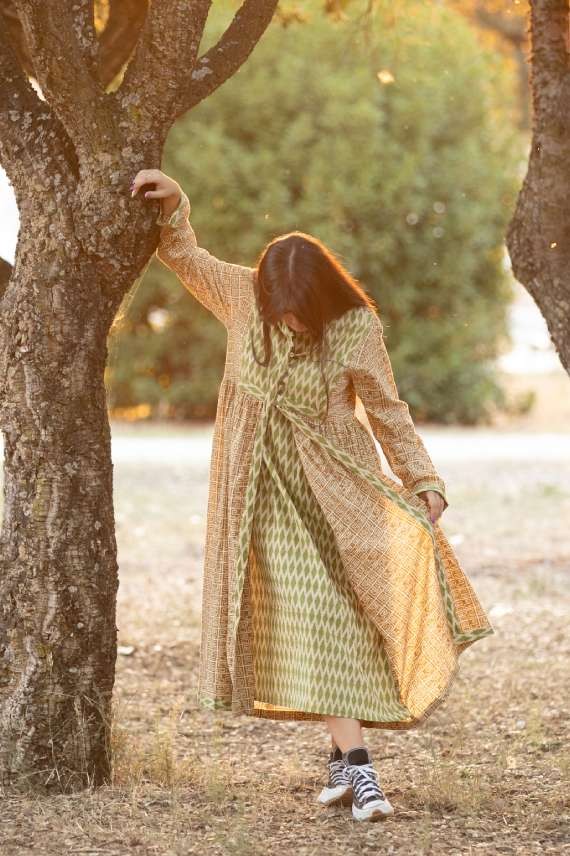 Vestido Camisero Oversize Botones Kaki