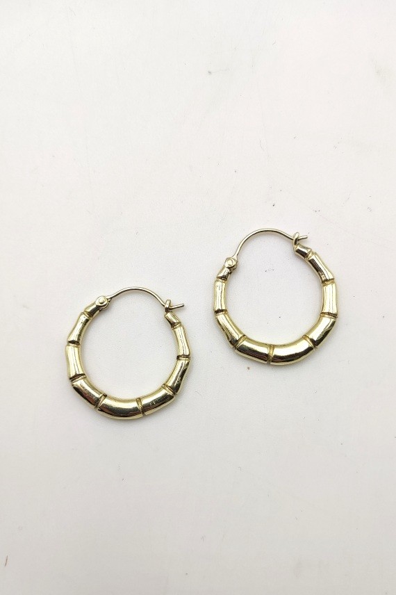 Pendientes aro Bambú oro Ballestilla Pendientes aro Bambú oro Ballestilla