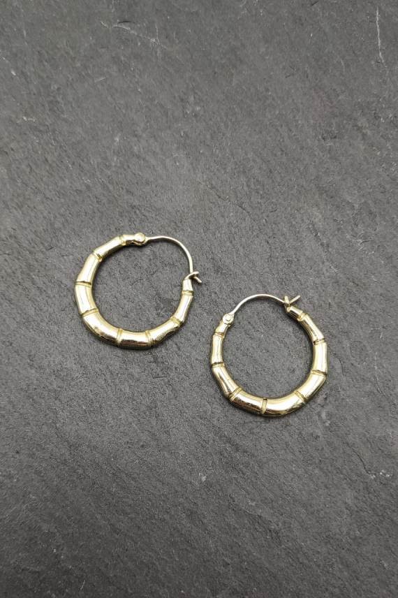 Pendientes aro Bambú oro Ballestilla Pendientes aro Bambú oro Ballestilla