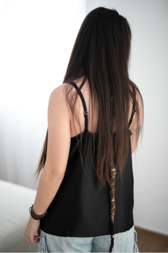 Top lencero satén negro