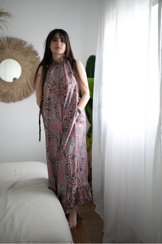 Vestido Largo halter afrodita seda