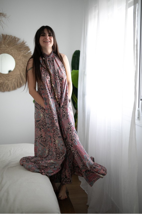 Vestido Largo halter afrodita seda