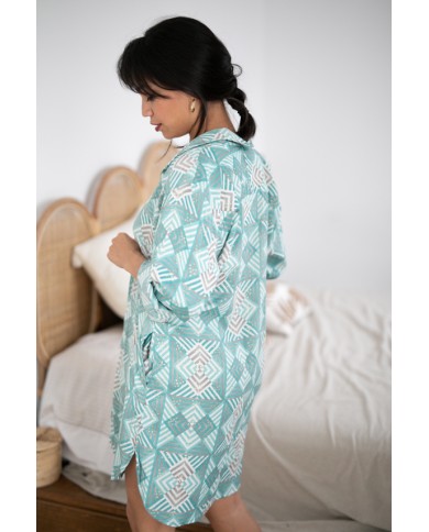 Vestido camisero corto Elisabeth turquesa