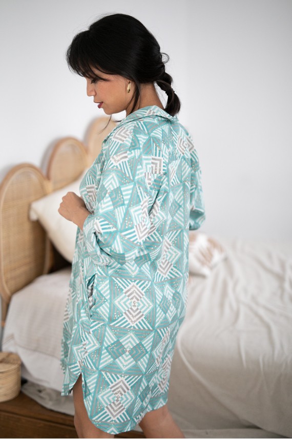 Vestido camisero corto Elisabeth turquesa