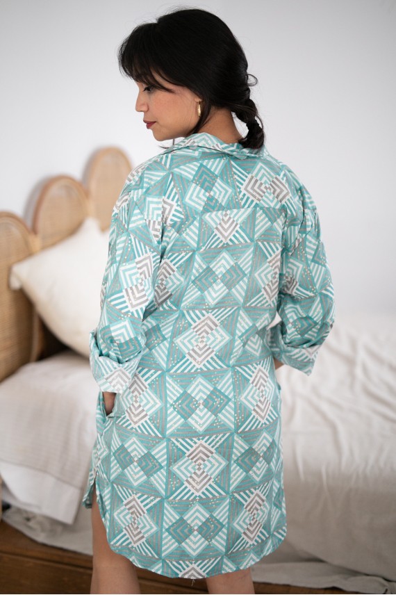 Vestido camisero corto Elisabeth turquesa