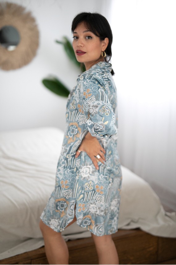 Vestido camisero corto Elisabeth Azul