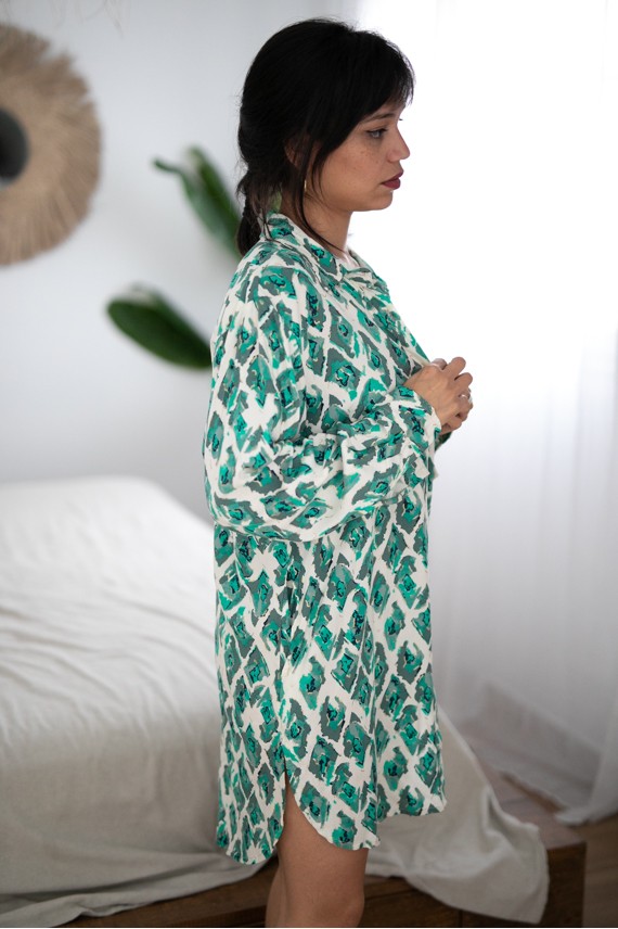 Vestido camisero corto Elisabeth Verde