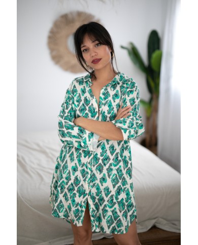 Vestido camisero corto Elisabeth Verde Vestido camisero corto Elisabeth Verde