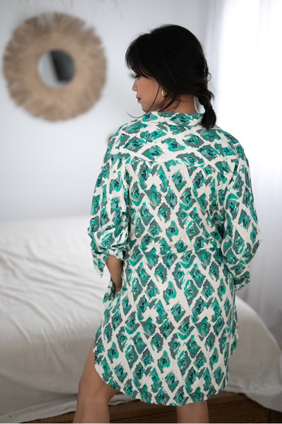 Vestido camisero corto Elisabeth Verde