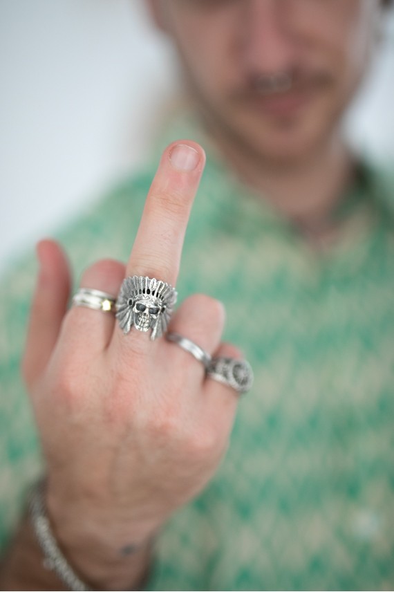 Anillo plata Cráneo Indio