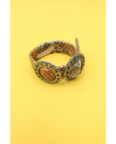 Pulsera piel Serpiente naranja